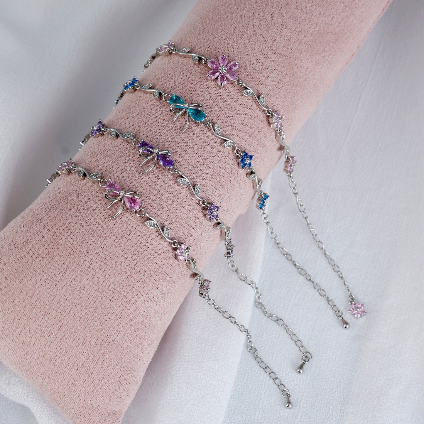 Pink Flora Bracelet - Sparkle Crew