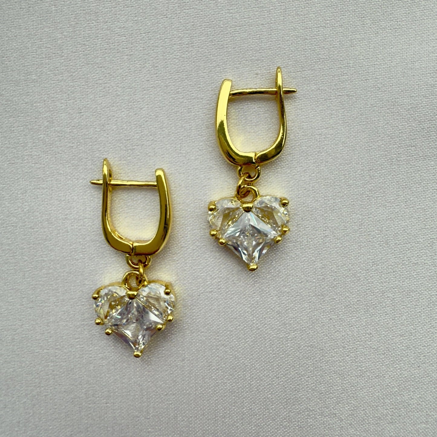 Zircon Heart Dangle Hoop Earrings - Sparkle Crew