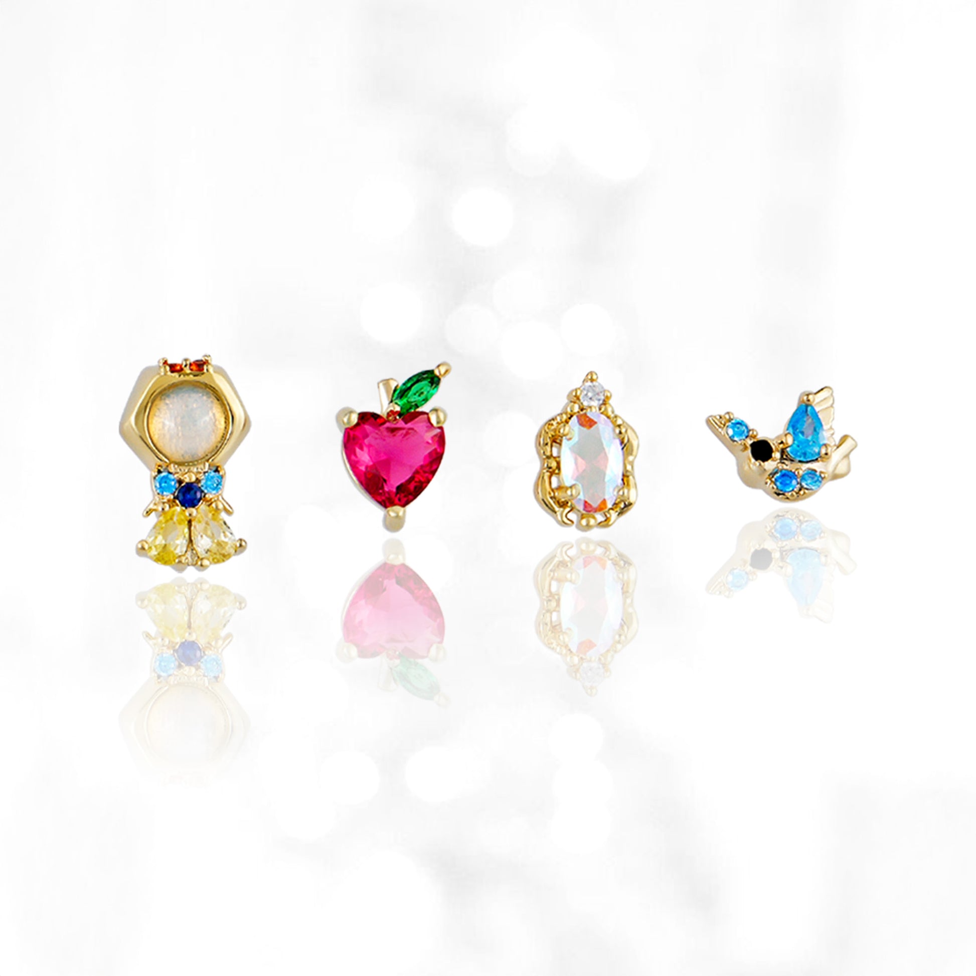 Snow-white Princess Earring Set on a white background