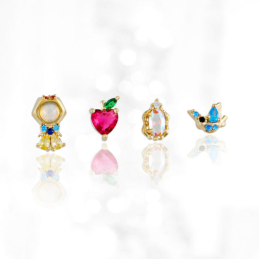 Snow-white Princess Earring Set on a white background